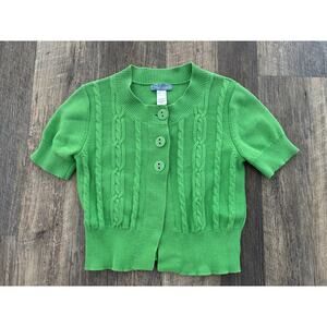 Classic Elements Green Short Sleeve Cable Knit Cardigan